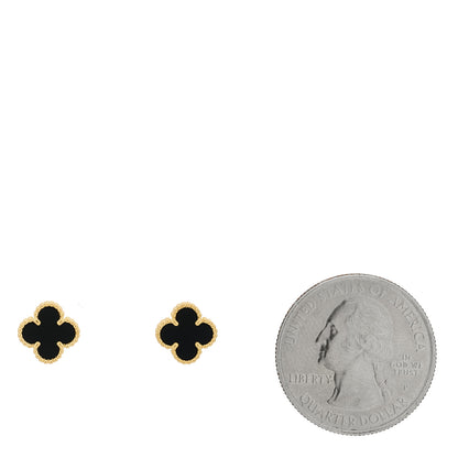 Van Cleef & Arpels 18K Yellow Gold Black Onyx Sweet Alhambra Earrings 2 of 5