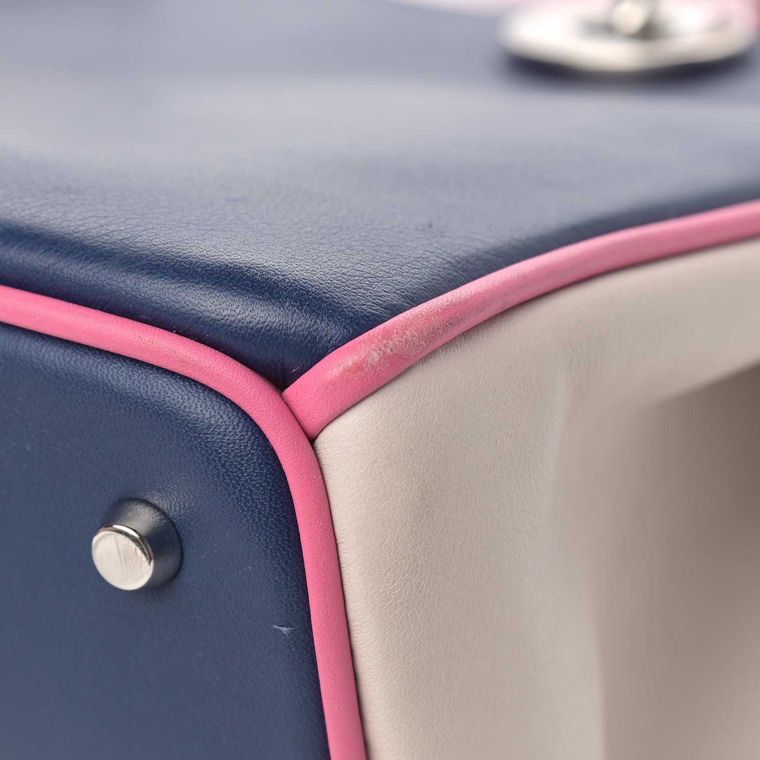 Christian Dior Smooth Calfskin Small Tri-Color Diorissimo Bag Navy Pink 8 of 14