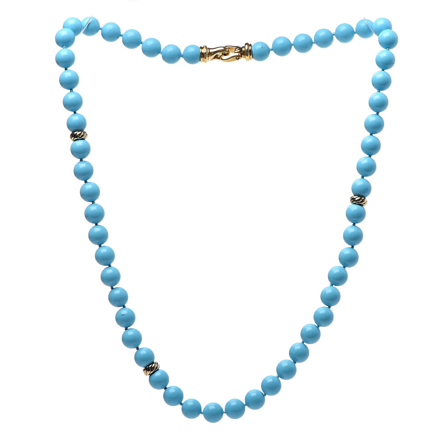 18K Yellow Gold Turquoise Spiritual Beads Necklace