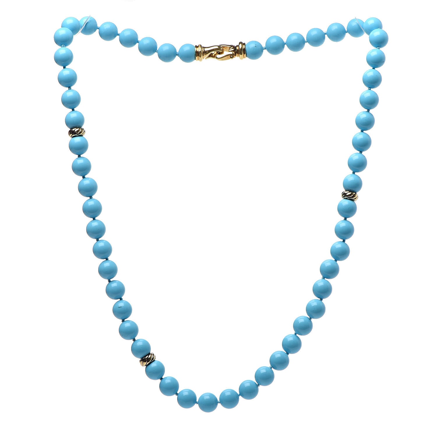 David Yurman 18K Yellow Gold Turquoise Spiritual Beads Necklace 3 of 5
