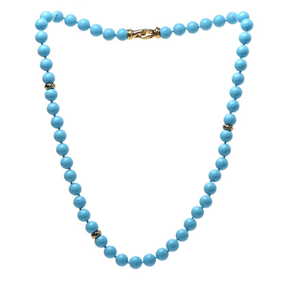 David Yurman 18K Yellow Gold Turquoise Spiritual Beads Necklace 3 of 5