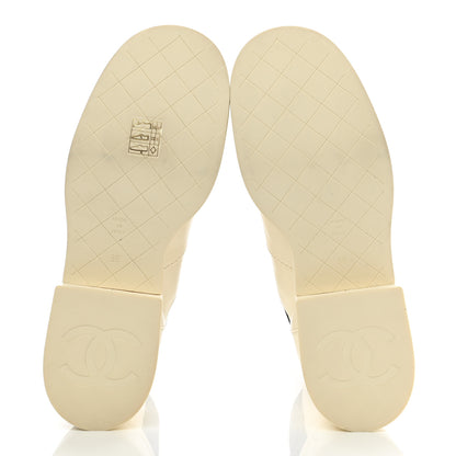 Chanel Lambskin Patent Cap Toe Short Boots 36 Ivory Black 5 of 9