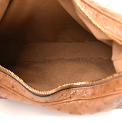 Gucci Ostrich Web Large Attache Shoulder Bag Brown 5 of 10