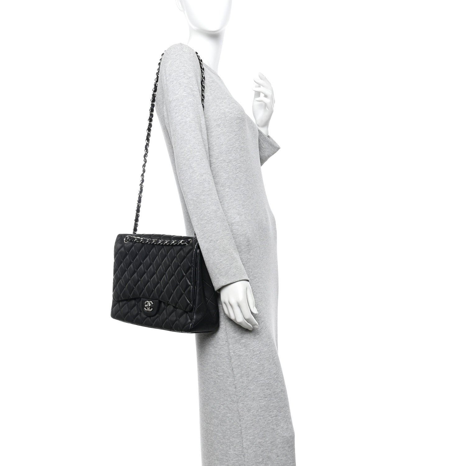 Chanel Lambskin Quilted Maxi Single Flap Black 2 of 10