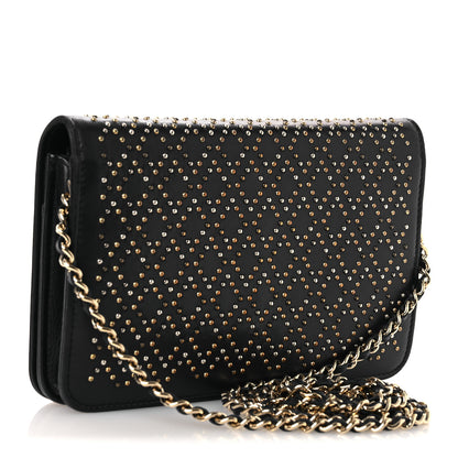 Chanel Lambskin Studded Wallet on Chain WOC Grey 4 of 15