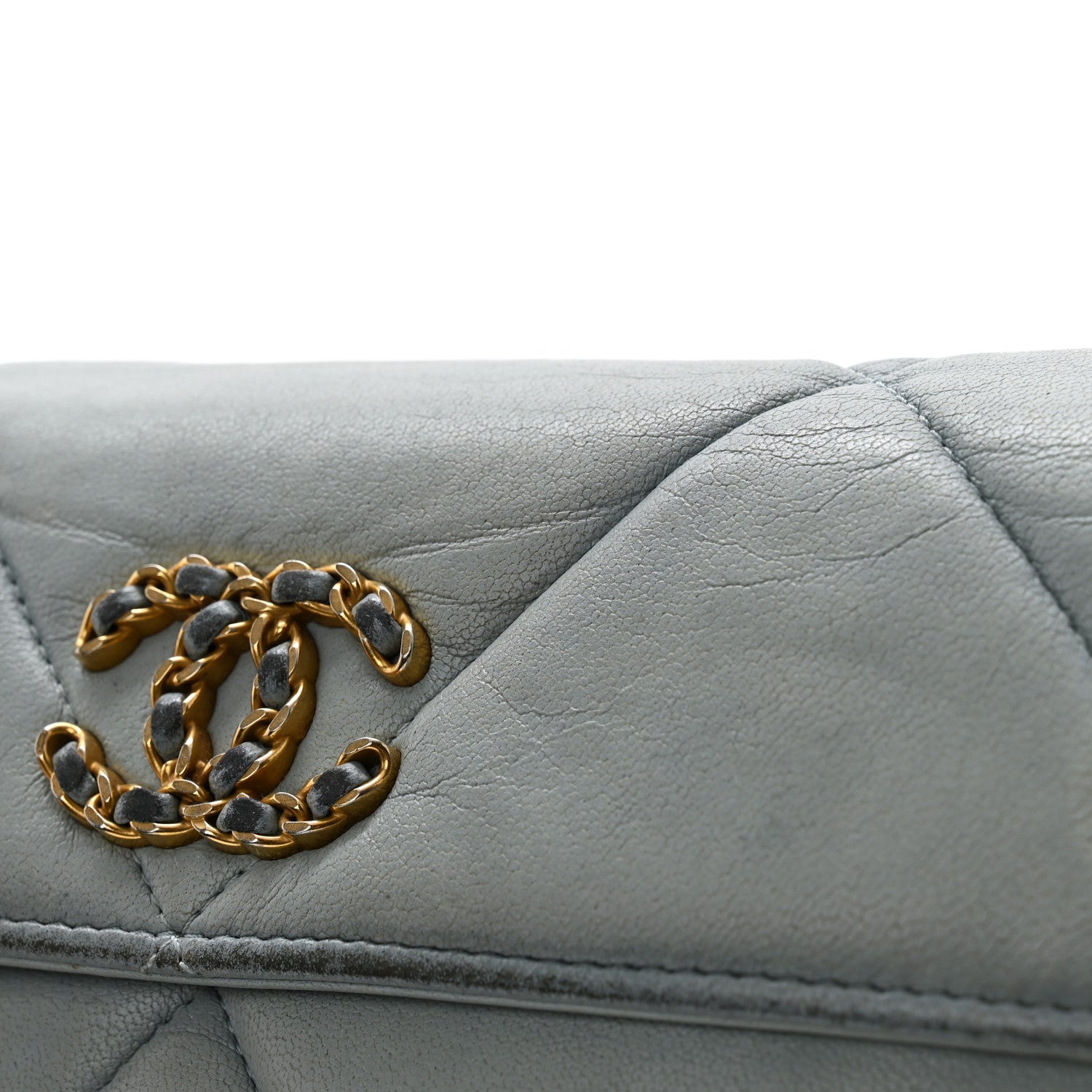 Chanel Lambskin Quilted Chanel 19 Flap Wallet Light Blue 12 of 12