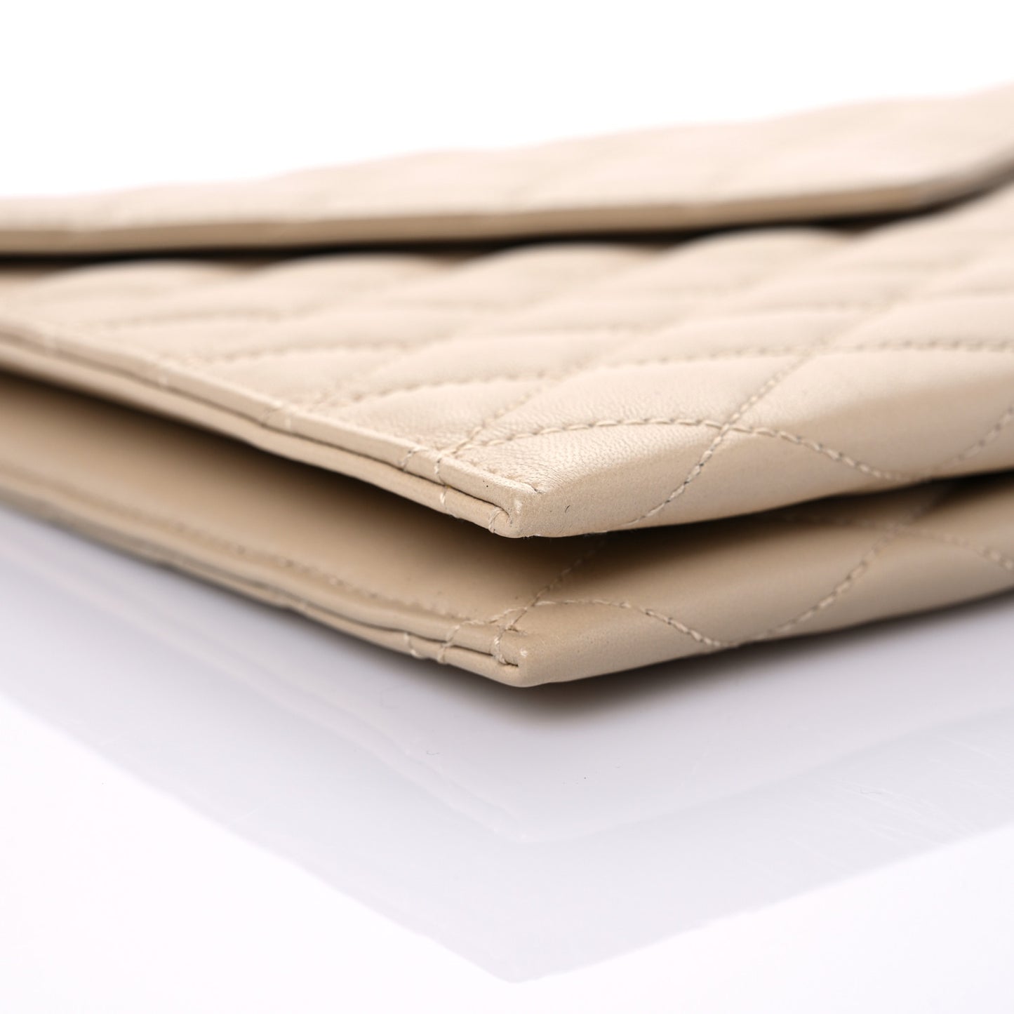 Lambskin Quilted Envelope Clutch Beige