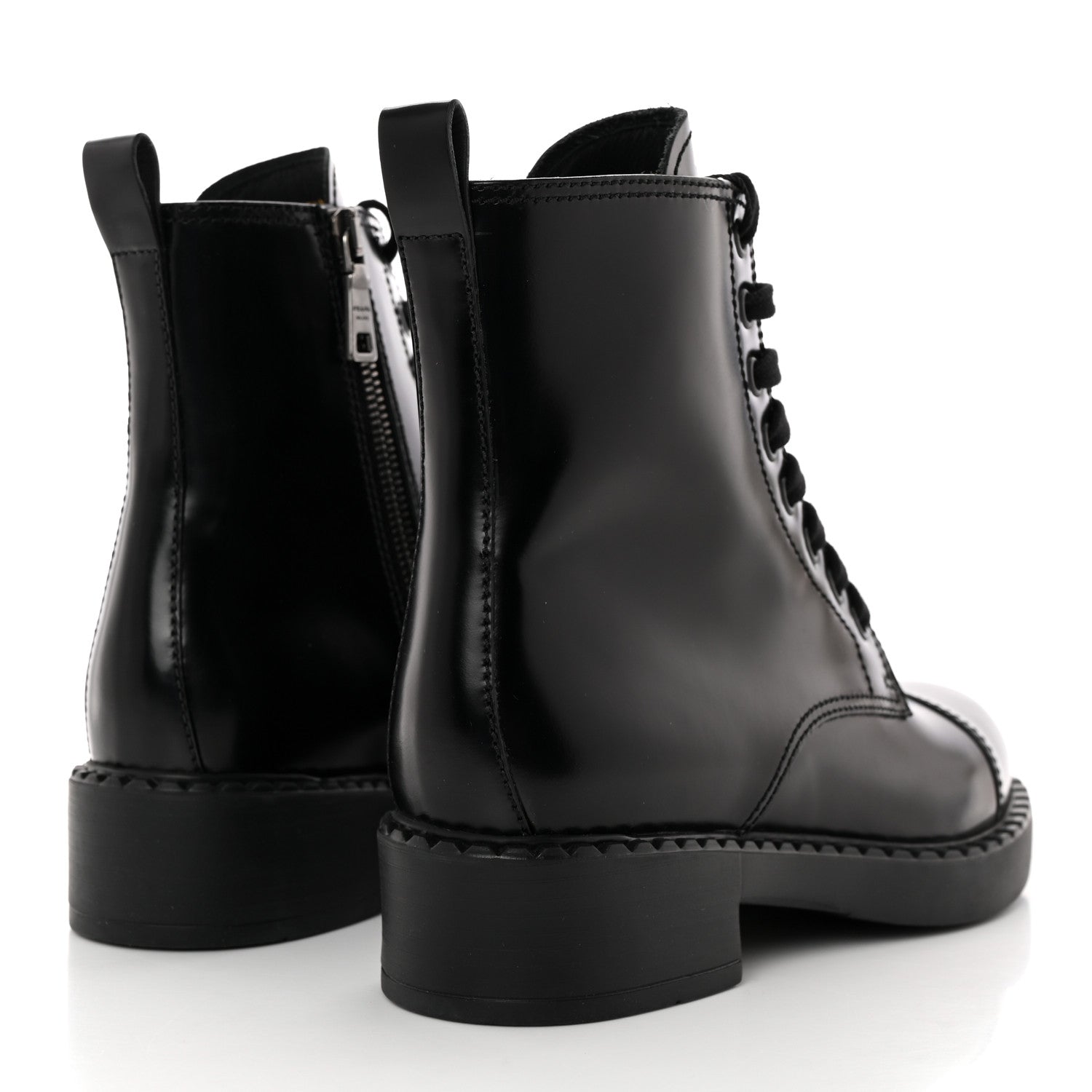 Prada Spazzolato Chocolate 50mm Combat Boots 36 Black 4 of 10