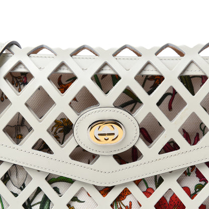 Gucci Canvas Flora Floral Calfskin Medium Cutout Shoulder Bag White Multicolor 19 of 19