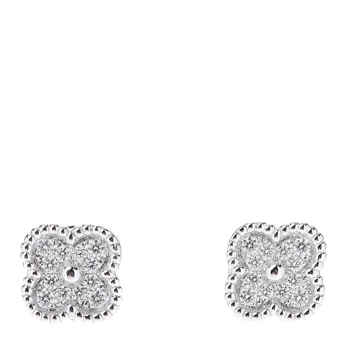 18K White Gold Diamond Sweet Alhambra Earrings