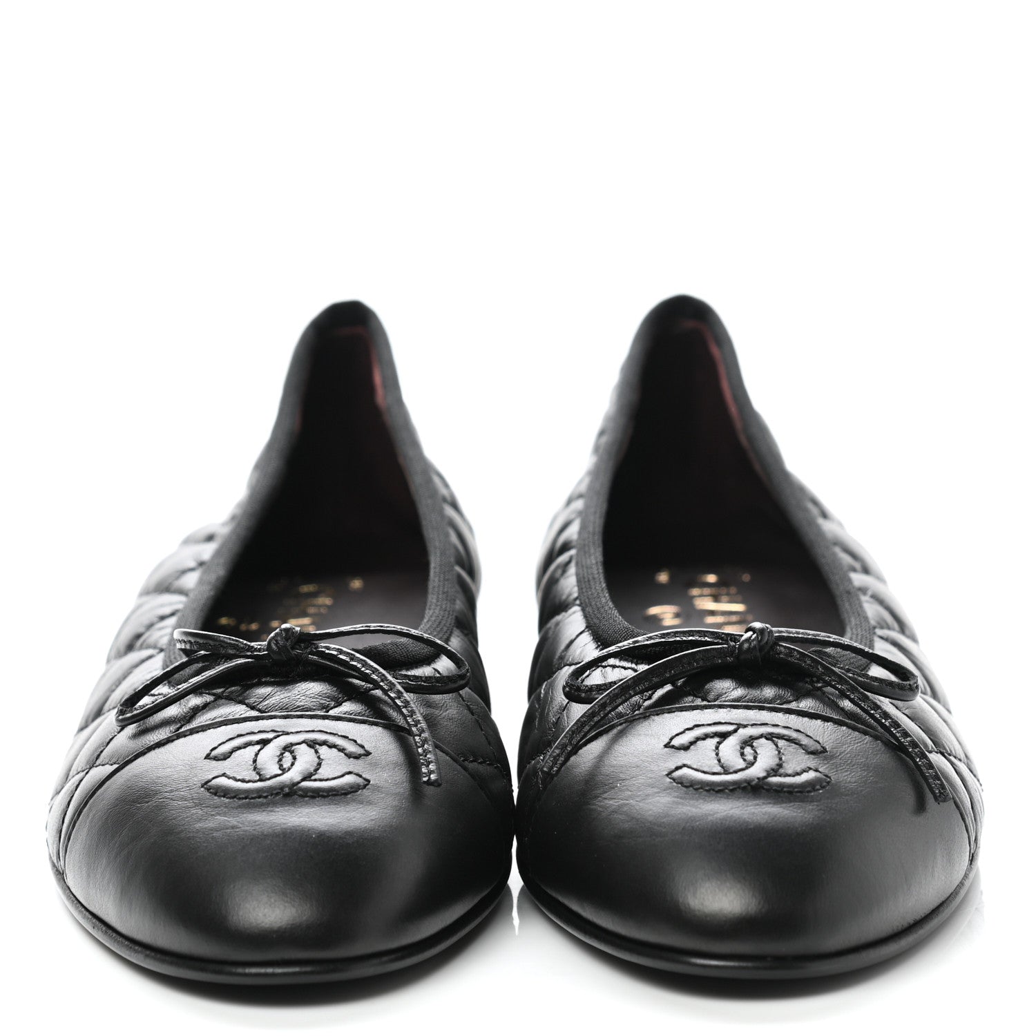 Chanel Aged Calfskin Quilted Cap Toe Ballerina Flats 40 Black 2 of 9