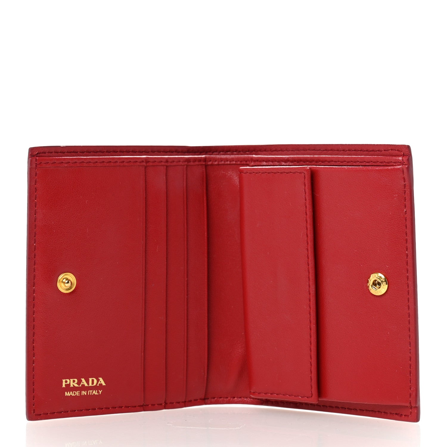 Prada Saffiano Metal Compact Snap Bi-Fold Wallet  Fuoco 4 of 6