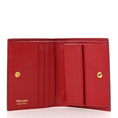 Prada Saffiano Metal Compact Snap Bi-Fold Wallet  Fuoco 4 of 6
