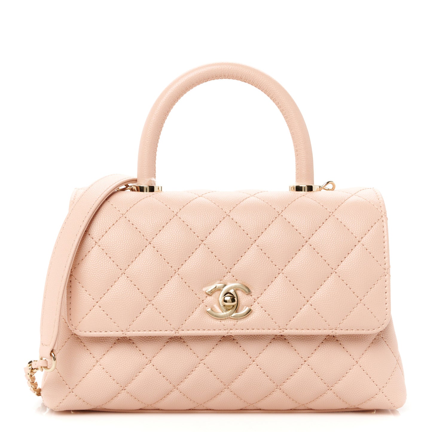 Caviar Quilted Mini Coco Handle Flap Light Pink