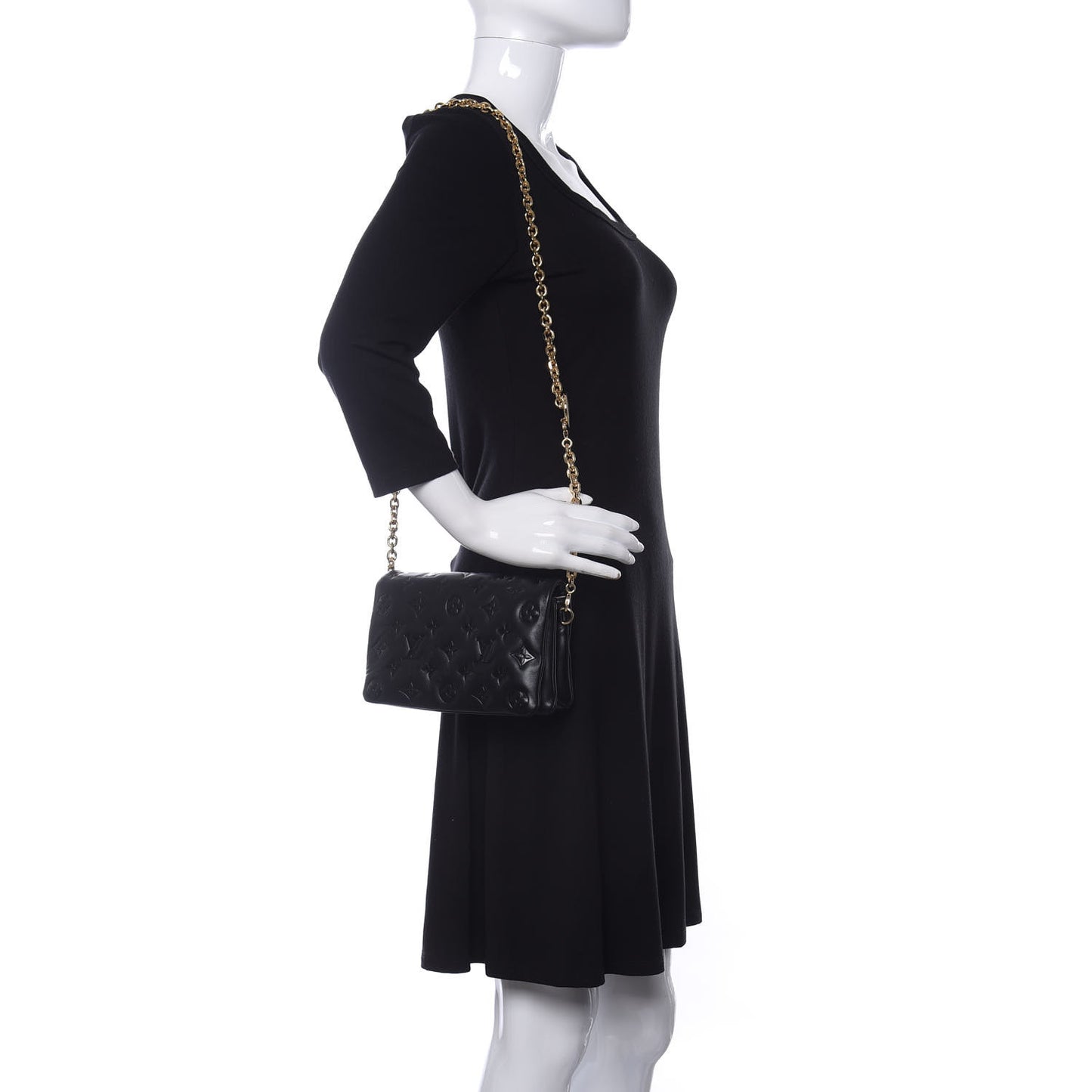 Lambskin Embossed Monogram Pochette Coussin Black