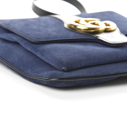Gucci Suede Medium Arli Flap Shoulder Bag Blue Ink Black 6 of 10