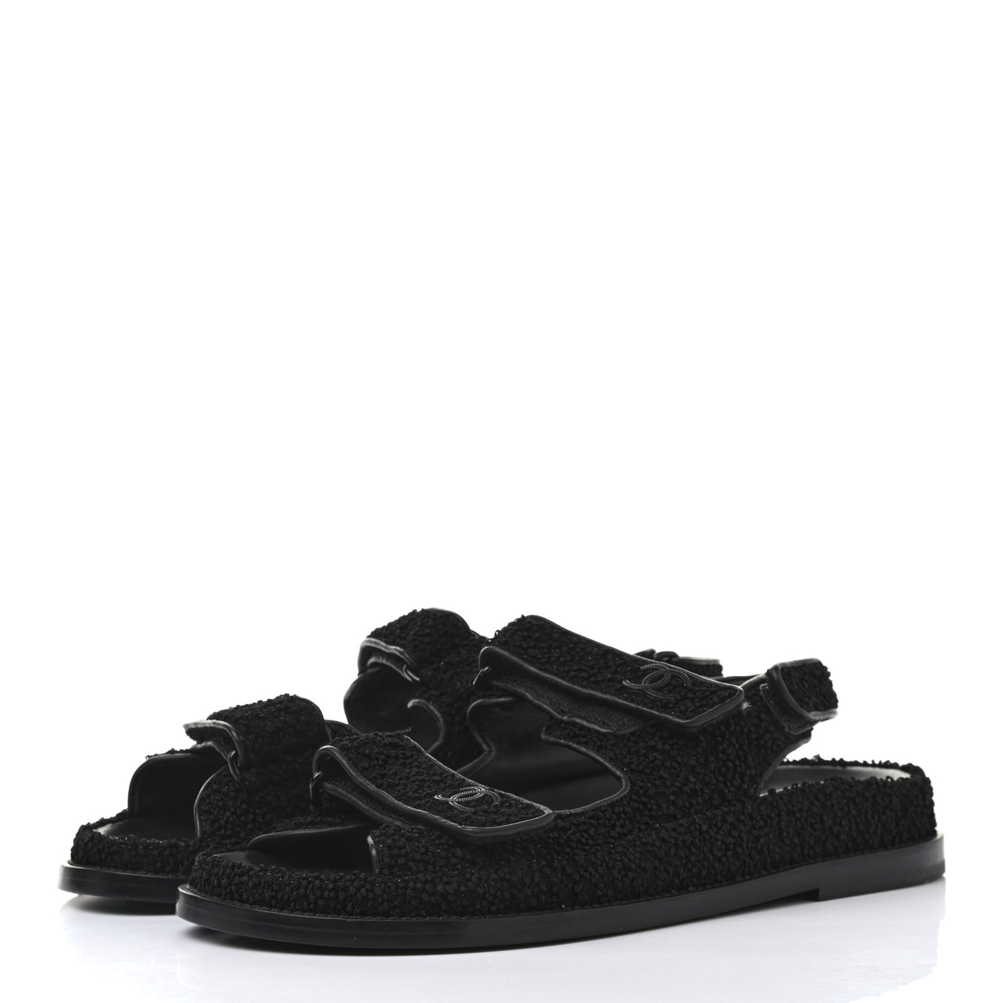 Tweed Velcro Dad Sandals 39 Black