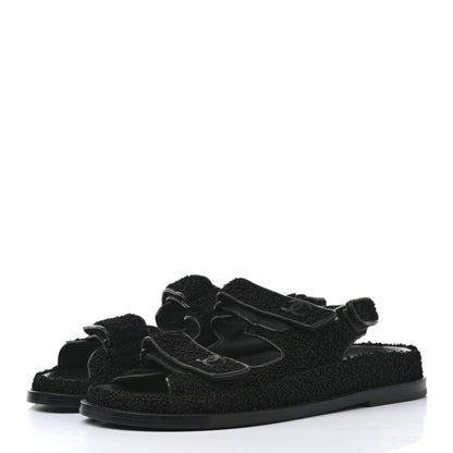 Chanel Tweed Velcro Dad Sandals 39 Black 3 of 8