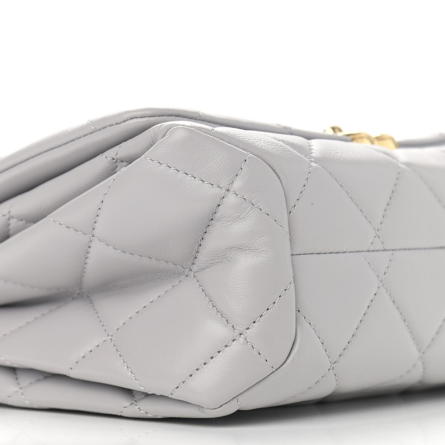 Lambskin Quilted Medium Color Match Flap Grey