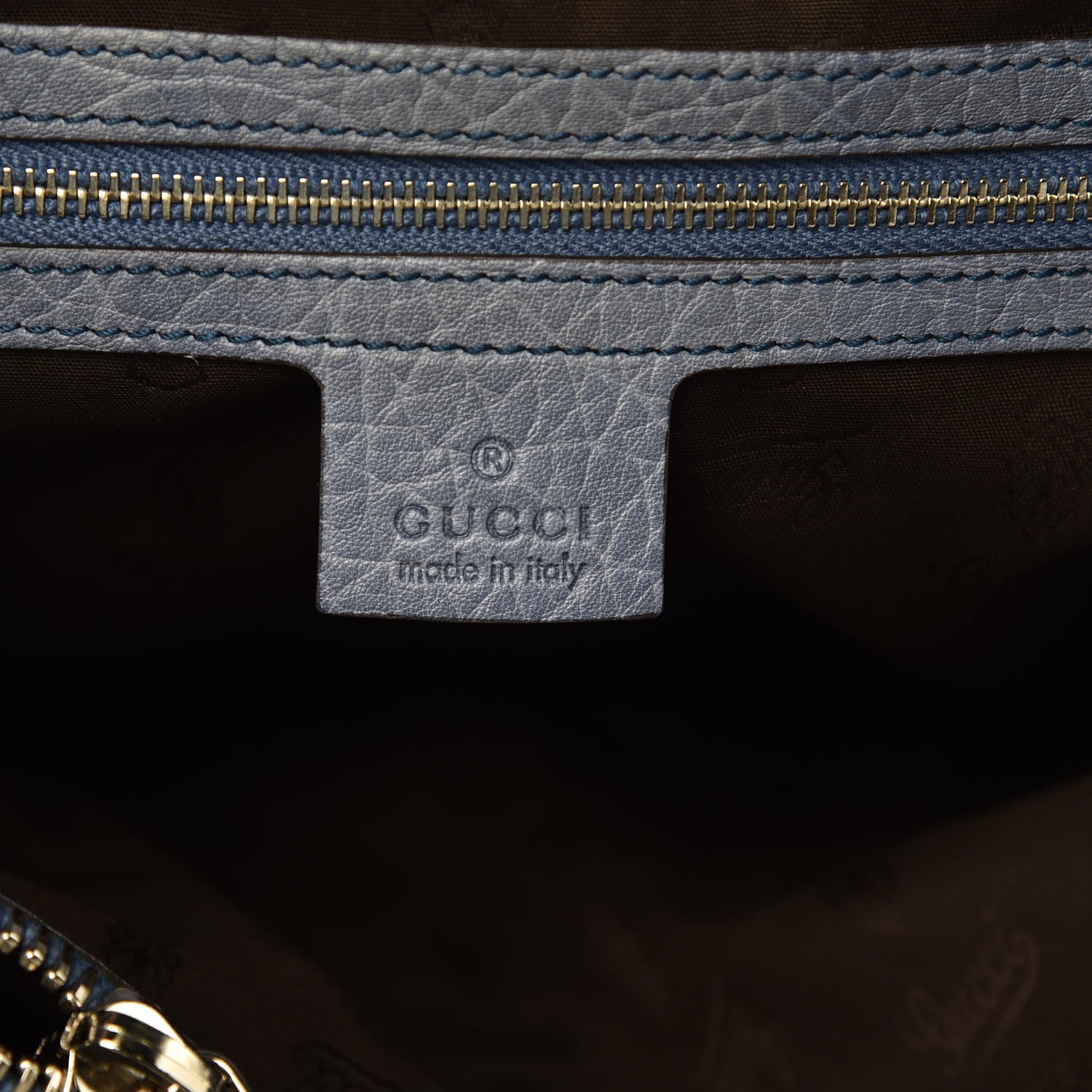 Gucci Monogram Medium Bamboo Bar Tote Blue 7 of 9