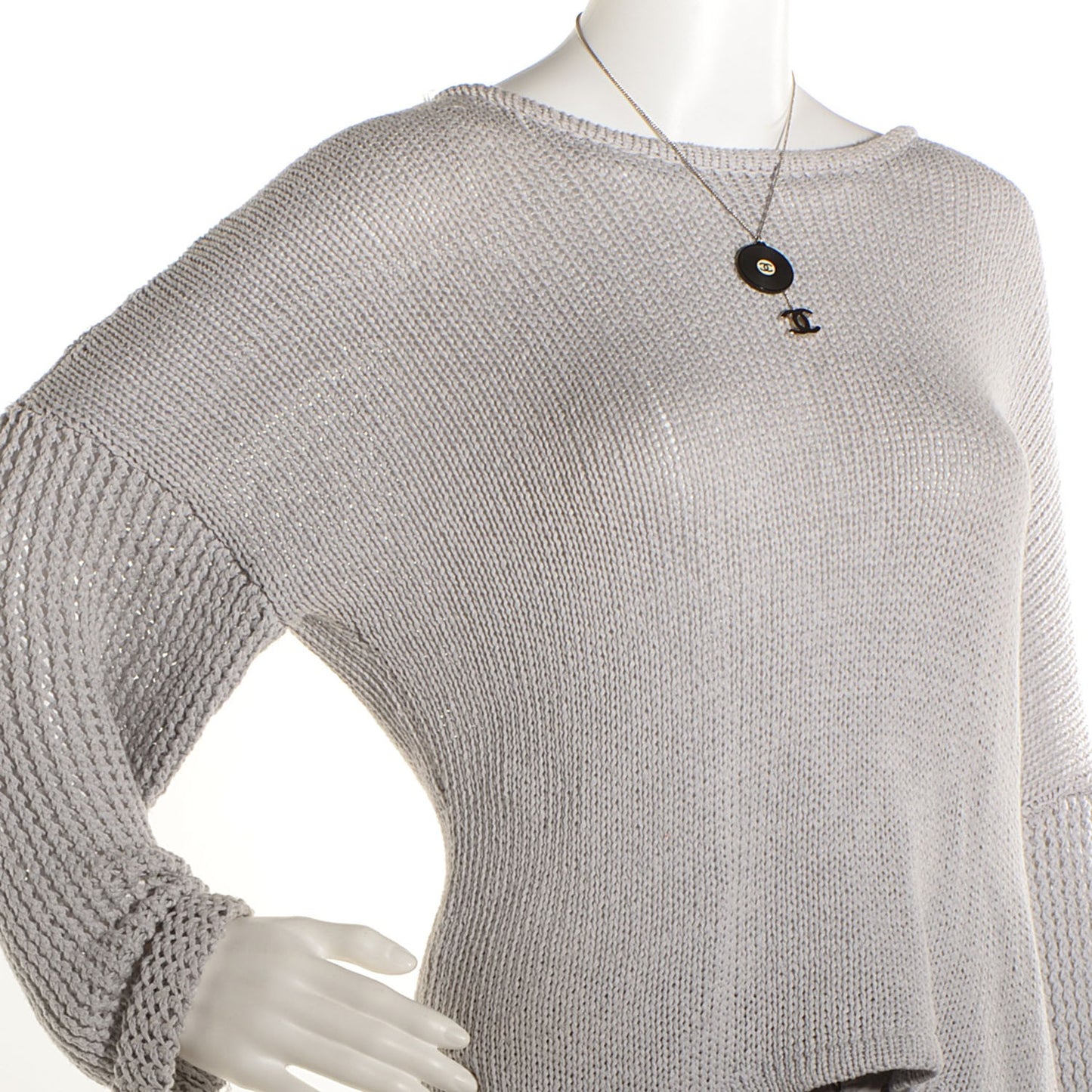 Resin Record CC Necklace Black White