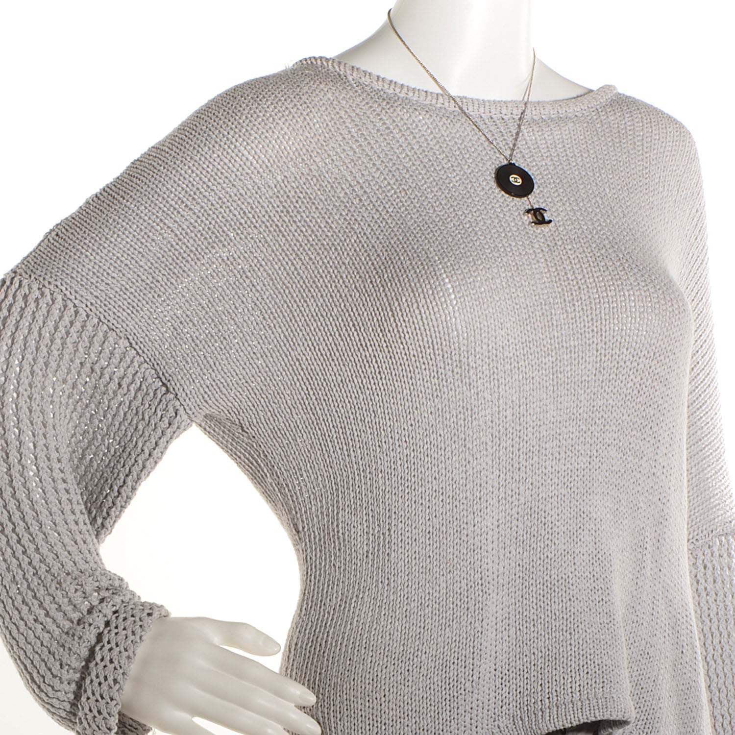 Chanel Resin Record CC Necklace Black White 2 of 4