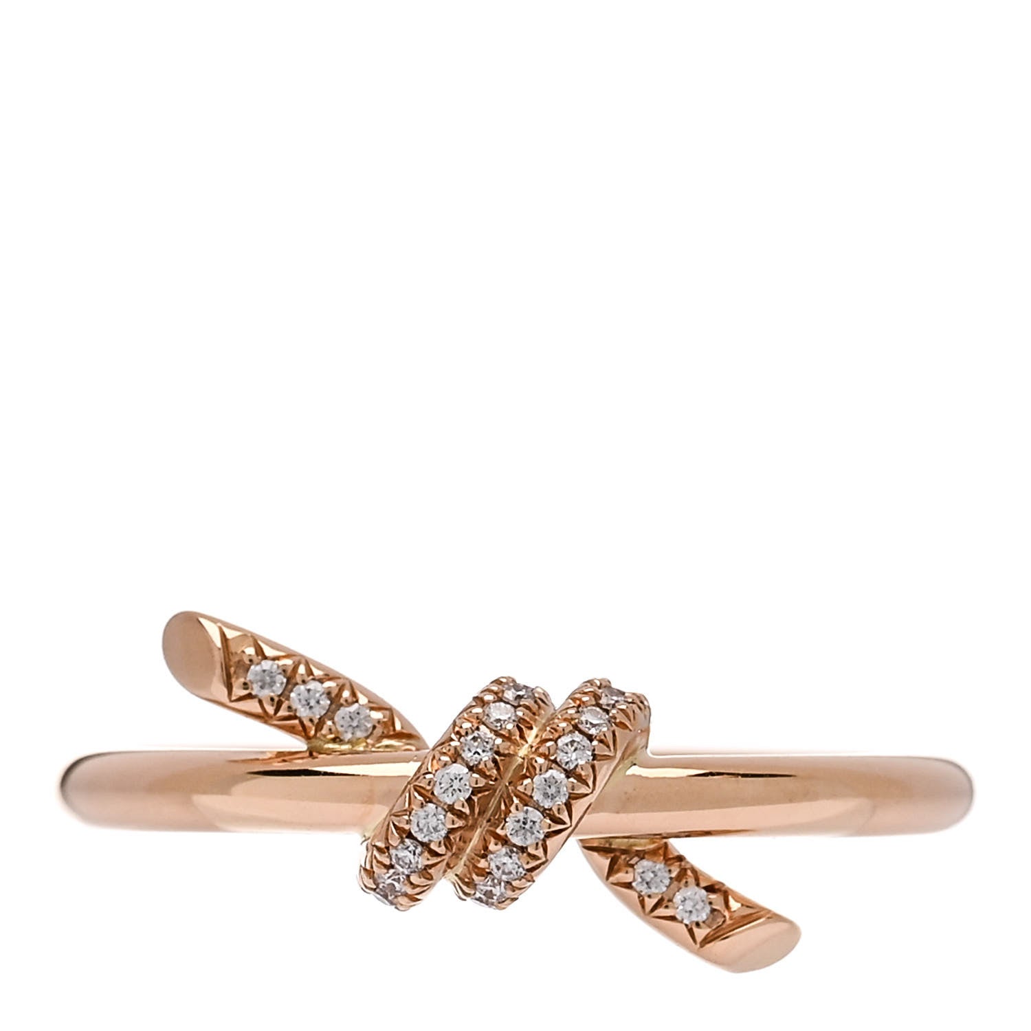 Tiffany 18K Rose Gold Diamond Small Knot Ring 52 6 1 of 5