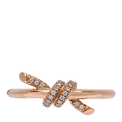 Tiffany 18K Rose Gold Diamond Small Knot Ring 52 6 1 of 5