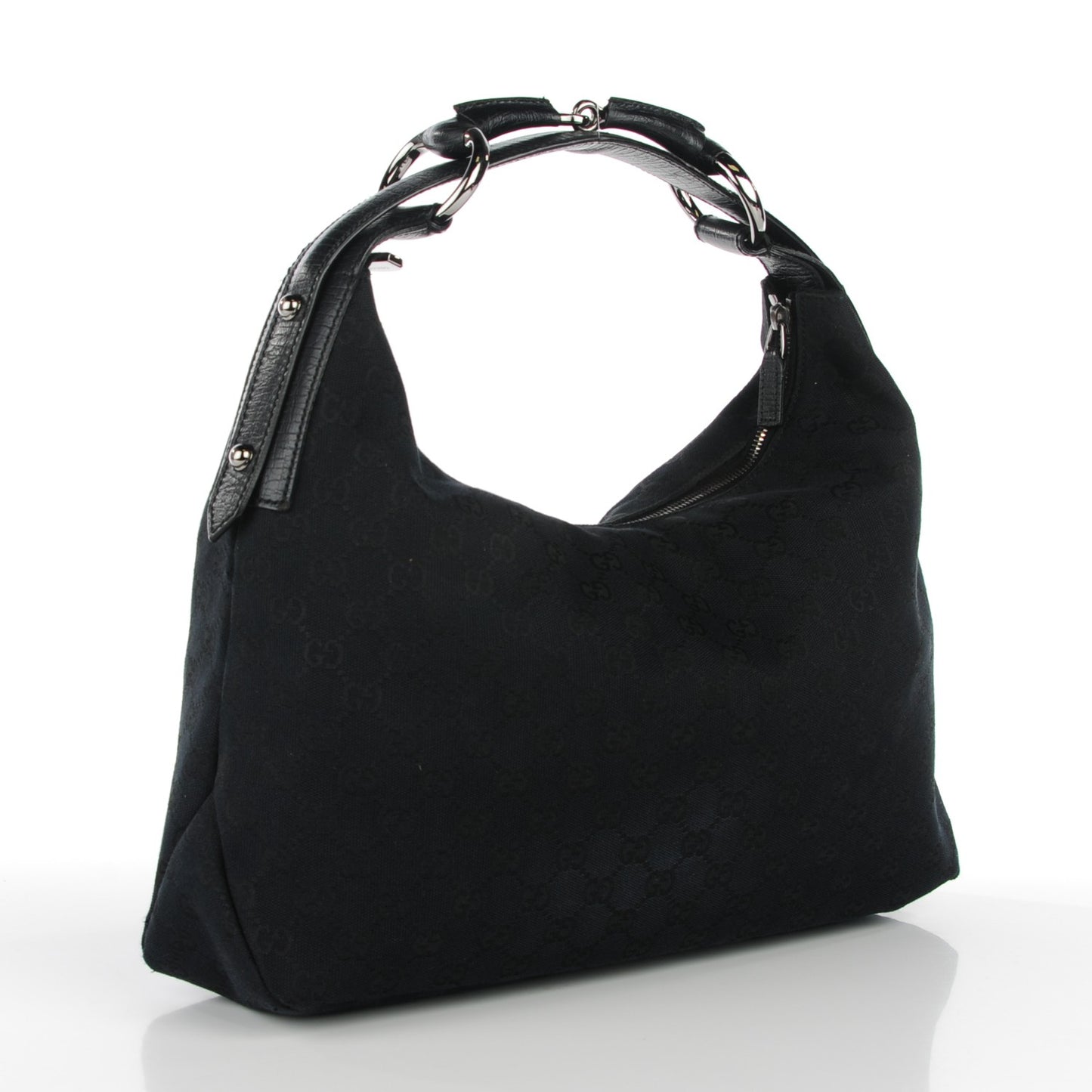 Monogram Medium Horsebit Chain Hobo Black