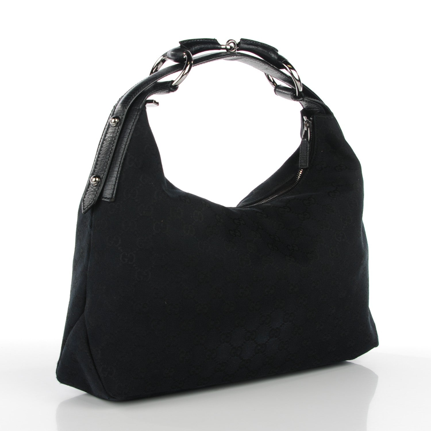 Gucci Monogram Medium Horsebit Chain Hobo Black 3 of 7