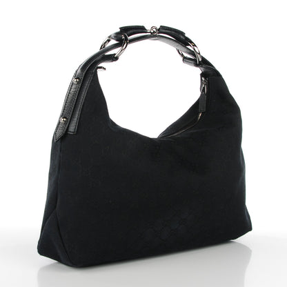 Gucci Monogram Medium Horsebit Chain Hobo Black 3 of 7