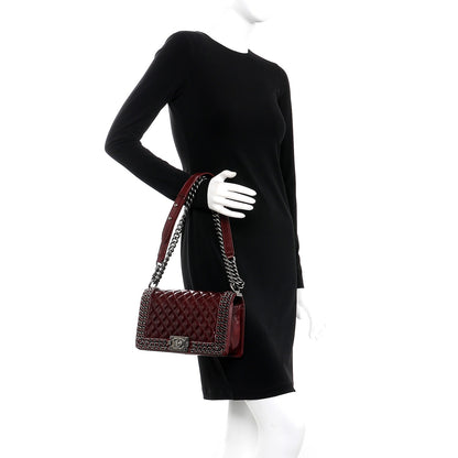 Chanel Glazed Calfskin Quilted Medium Boy Chained Flap Bordeaux 3 of 9
