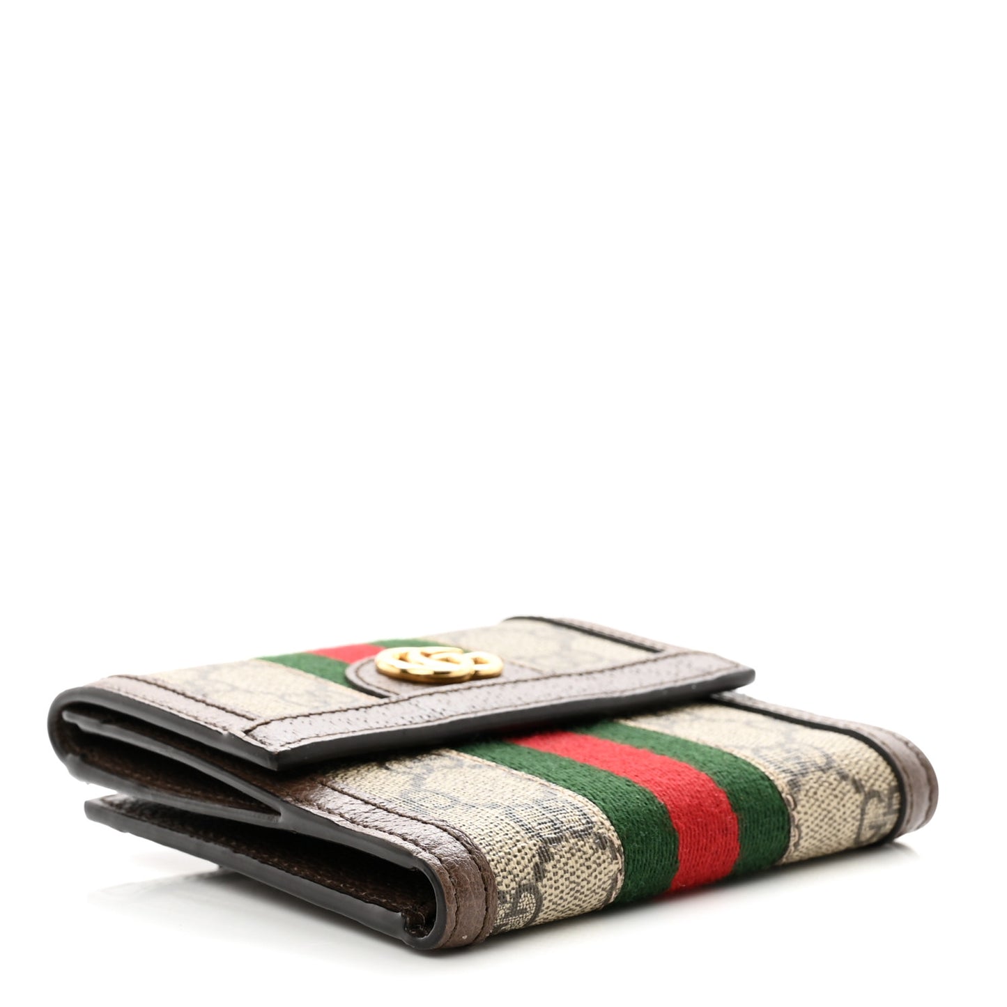 GG Supreme Monogram Web Ophidia French Flap Wallet Beige New Acero