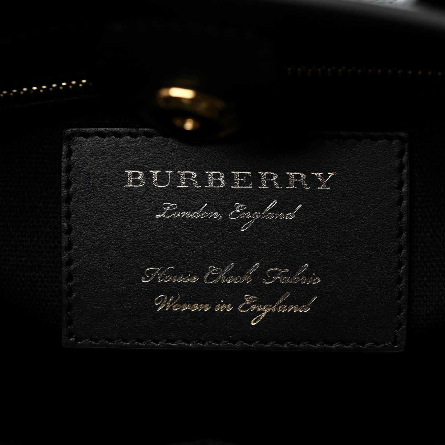 Grainy Calfskin House Check Small Banner Tote Black