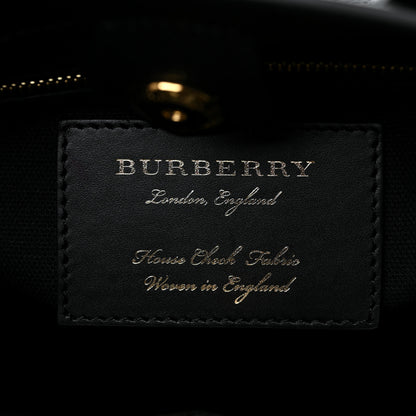 Burberry Grainy Calfskin House Check Small Banner Tote Black 6 of 13