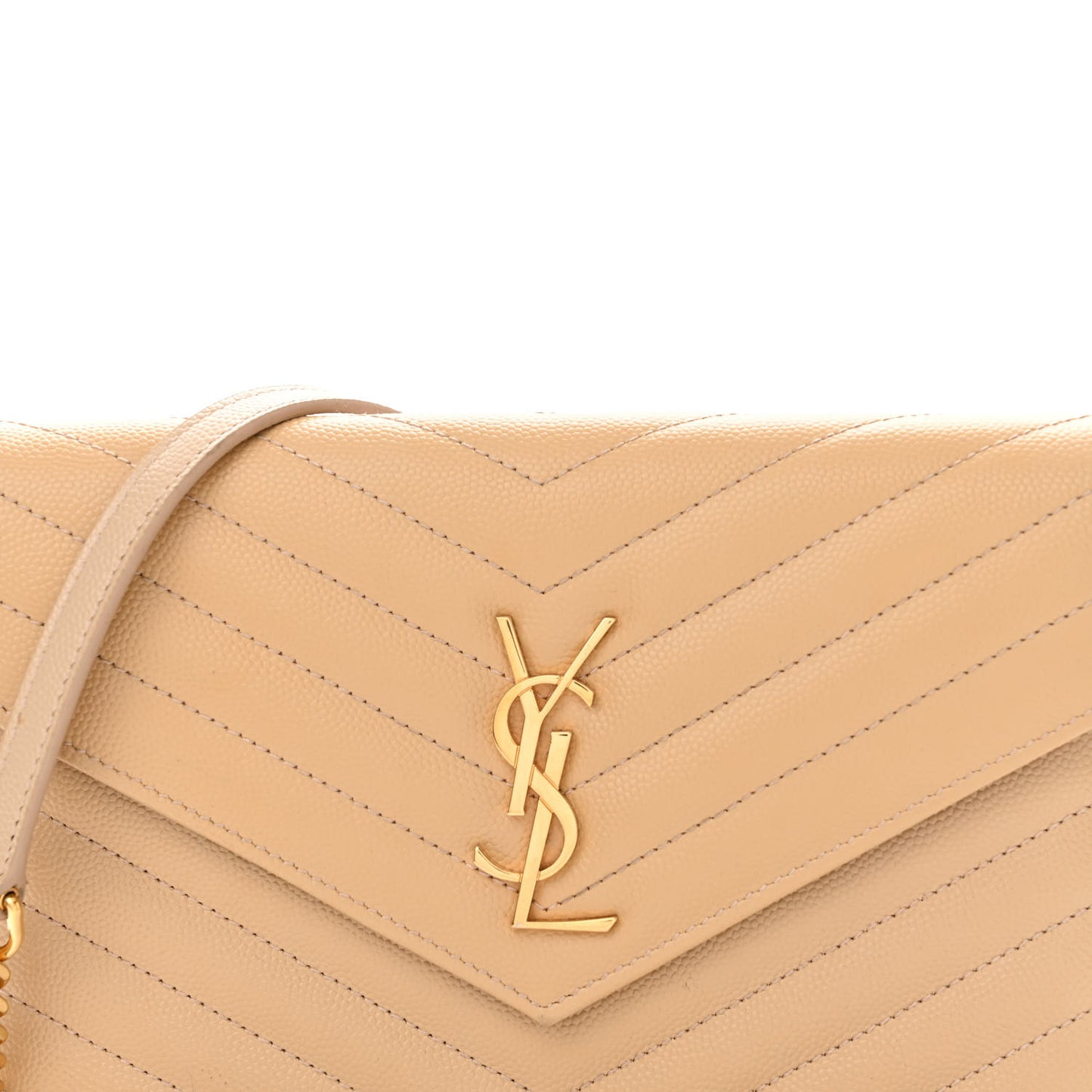 Grain De Poudre Matelasse Chevron Monogram Envelope Chain Wallet Nude Powder
