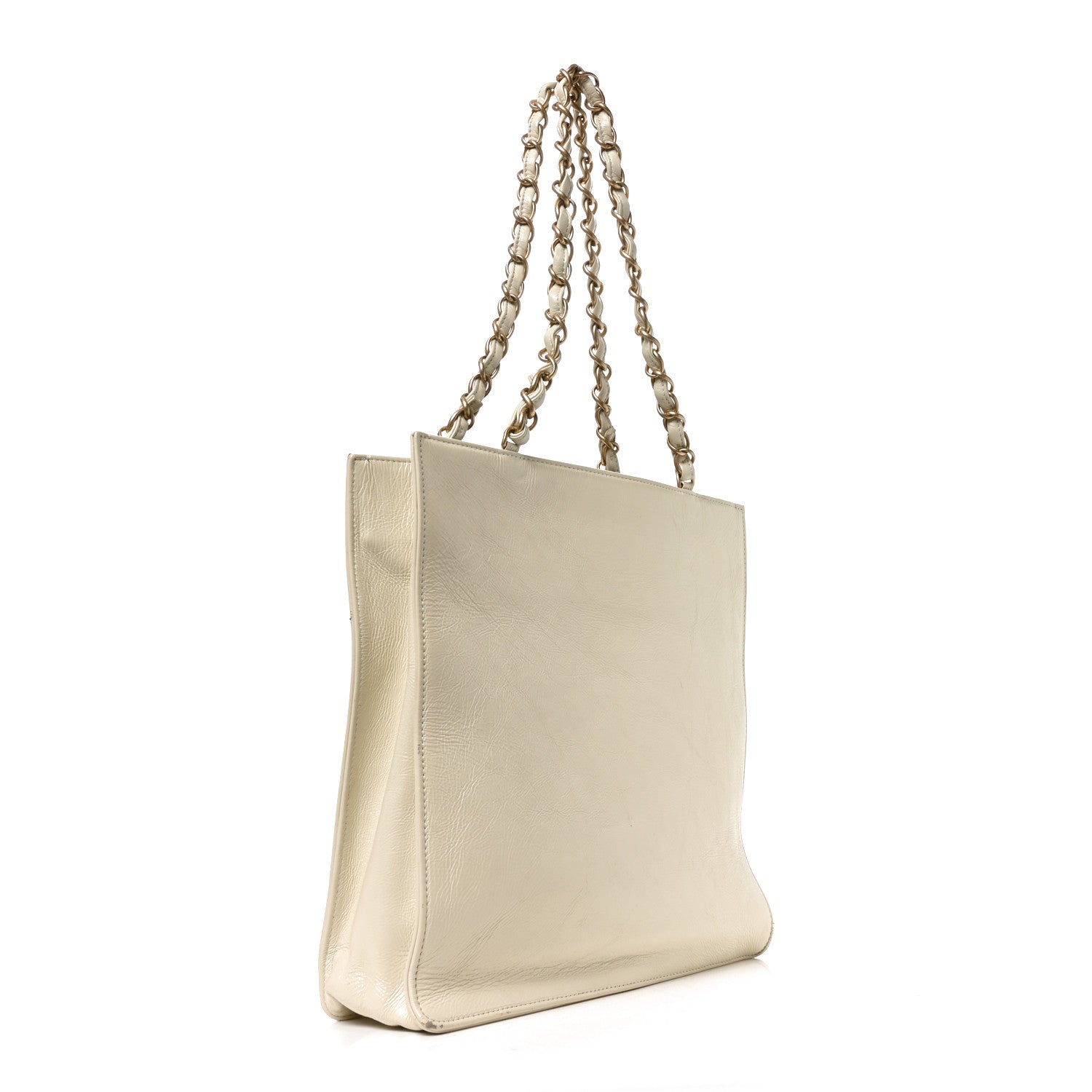 Chanel Shiny Aged Calfskin North South Shopping Bag White 3 of 11