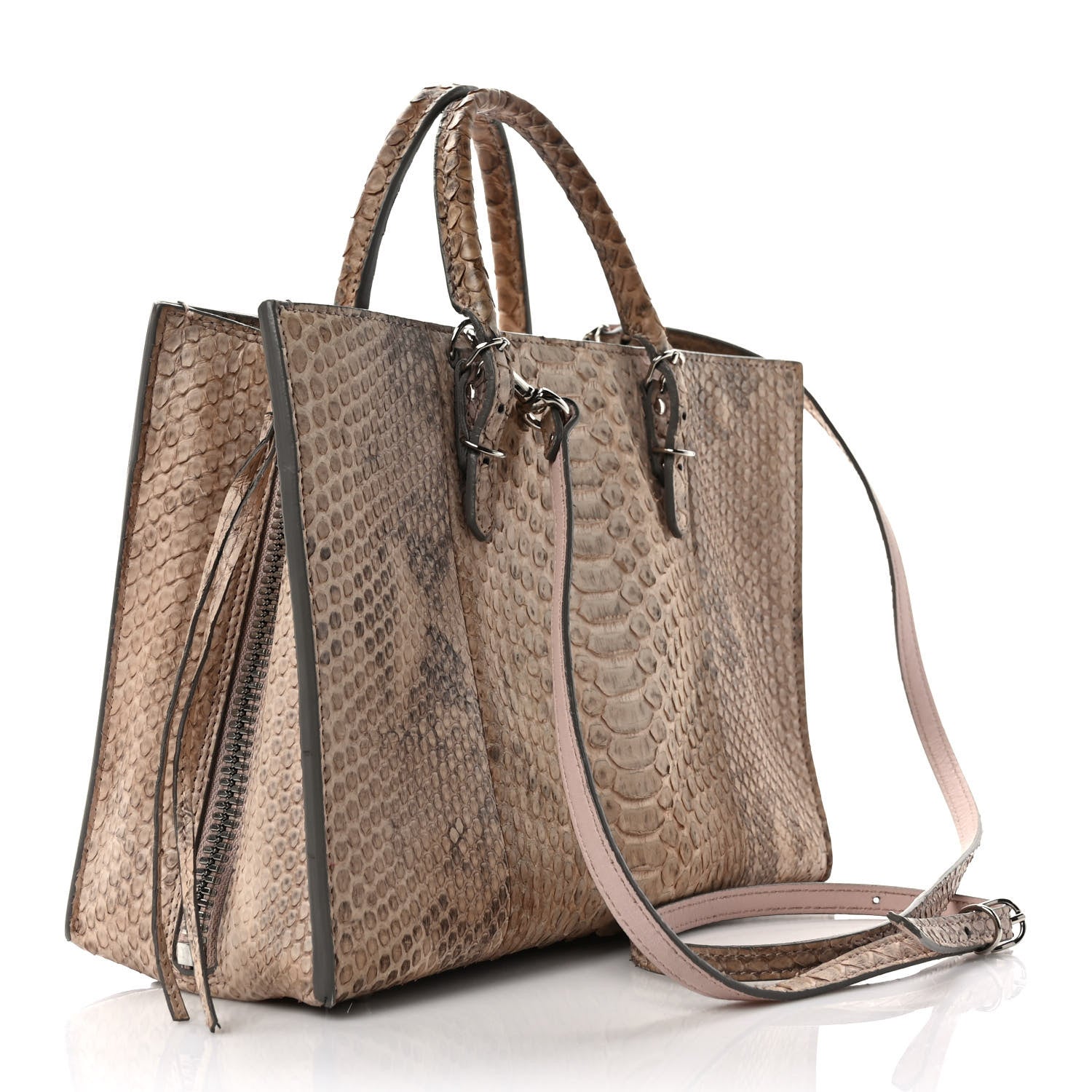 Balenciaga Snakeskin A6 Zip Around Tote Cream 3 of 9