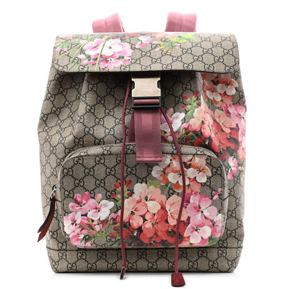 Gucci GG Supreme Monogram Blooms Medium Single Buckle Backpack Beige Multicolor Dry Rose 1 of 10