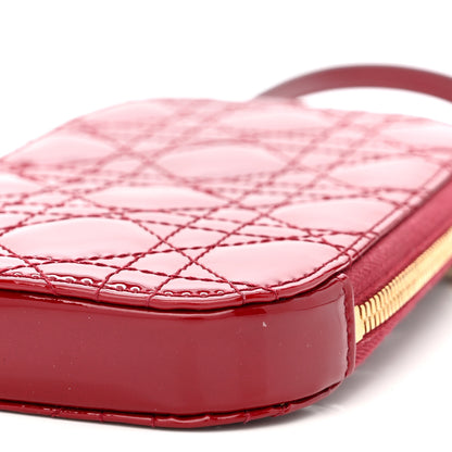 Christian Dior Patent Cannage Lady Dior Phone Holder Red 10 of 11