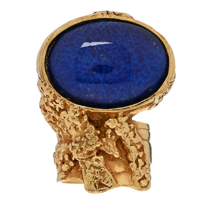 Saint Laurent Glass Cabochon Arty Ovale Ring 52/6 Gold Blue 1 of 4