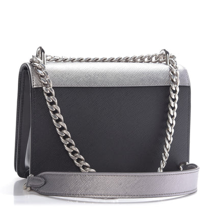 Prada Metallic Saffiano Soft Chain Shoulder Bag Silver 4 of 9
