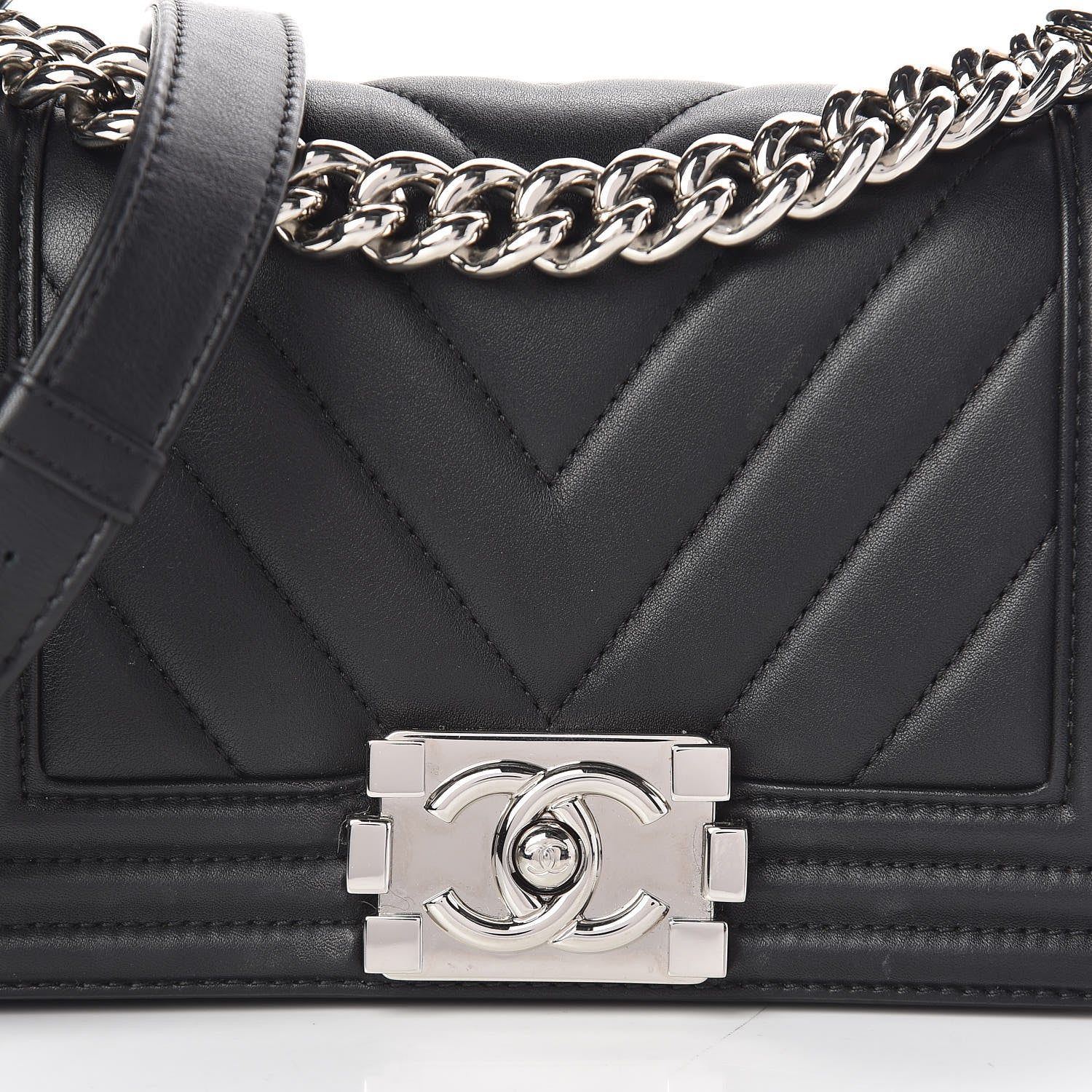 Chanel Calfskin Chevron Quilted Small Boy Flap Black 16 of 17