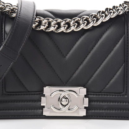 Chanel Calfskin Chevron Quilted Small Boy Flap Black 16 of 17