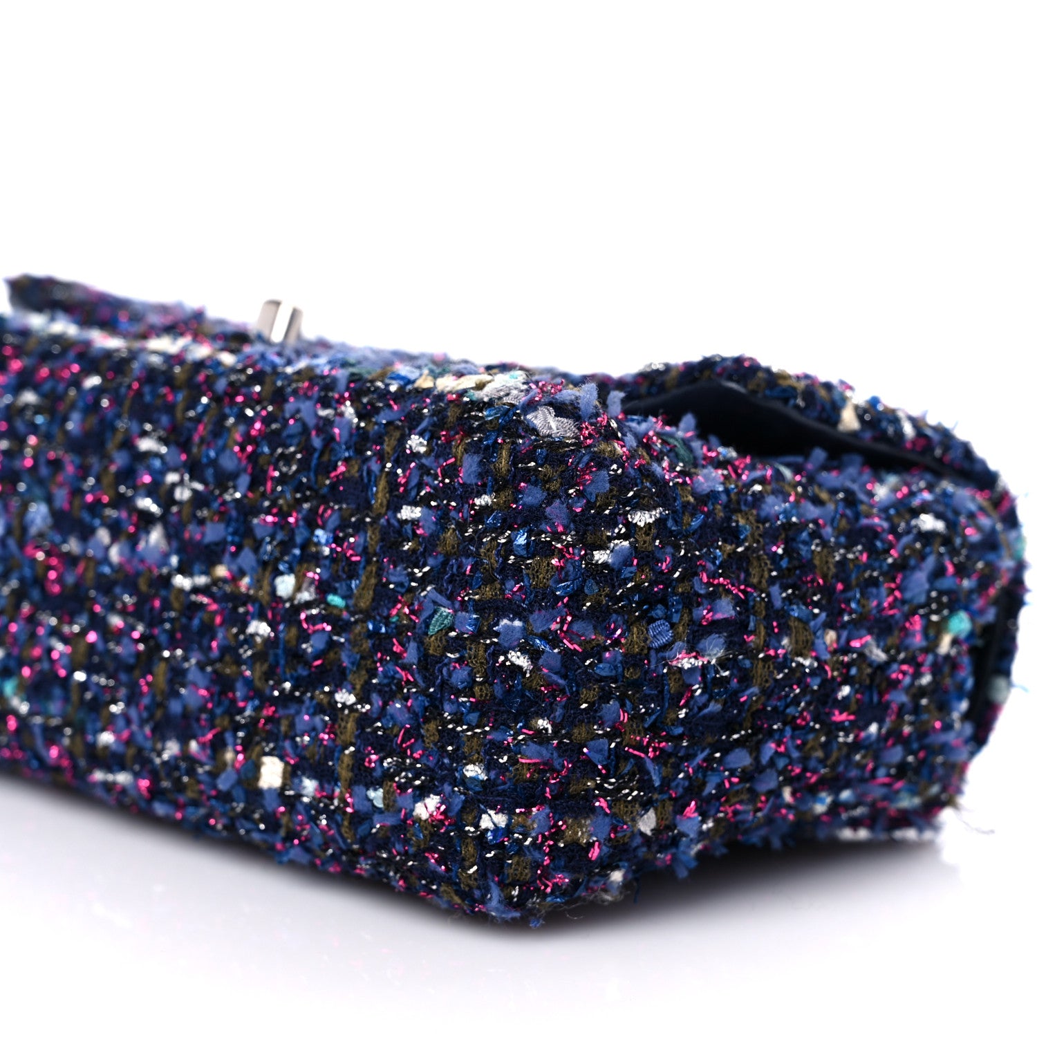 Chanel Tweed Quilted Mini Rectangular Flap Blue Purple Khaki Pink 10 of 11