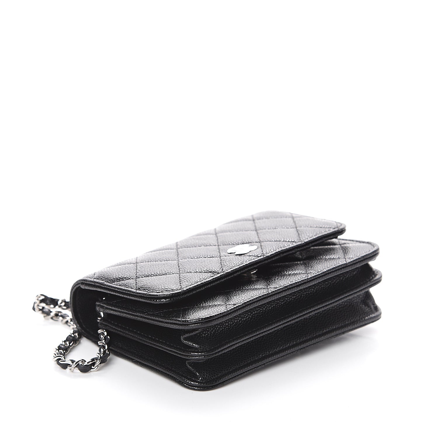 Caviar Quilted Clutch With Chain Black