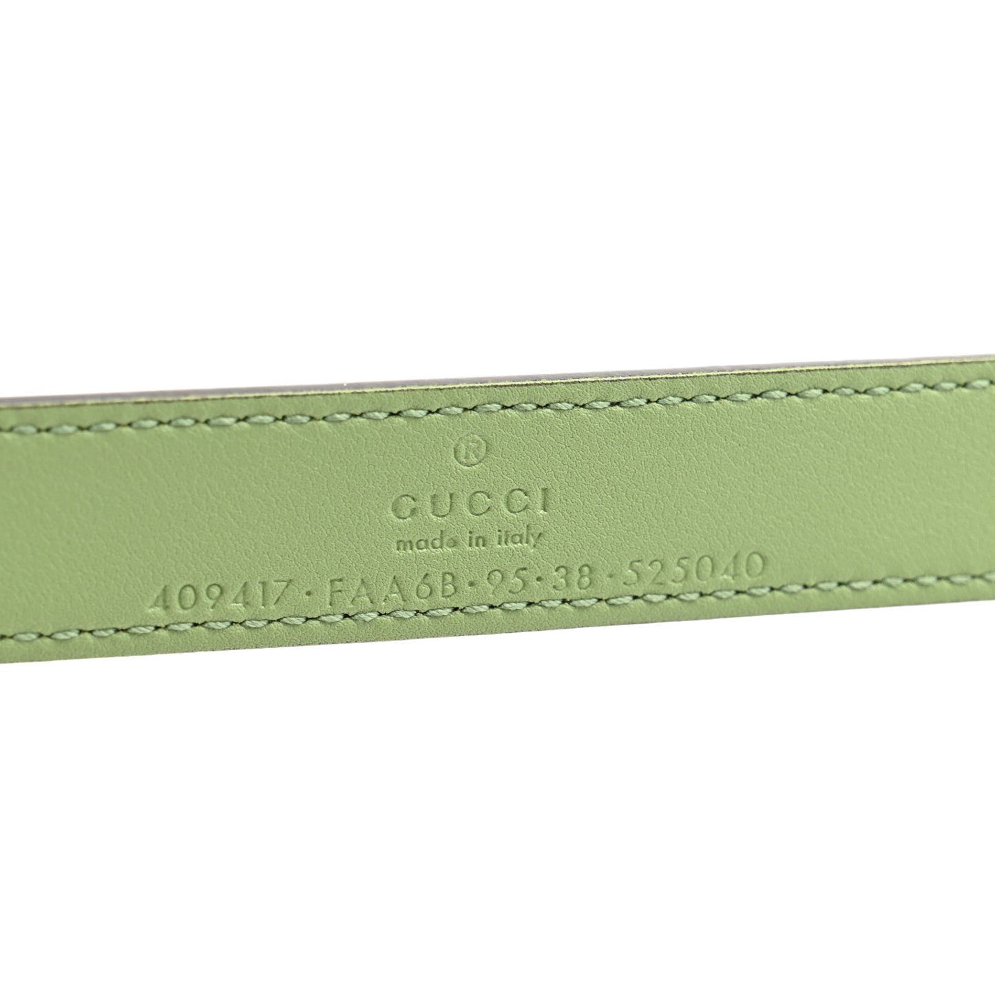 GG Supreme Monogram Plutone Calfskin Enamel Double G 40mm Belt 95 38 Beige Ebony Mystic White Salamander Green