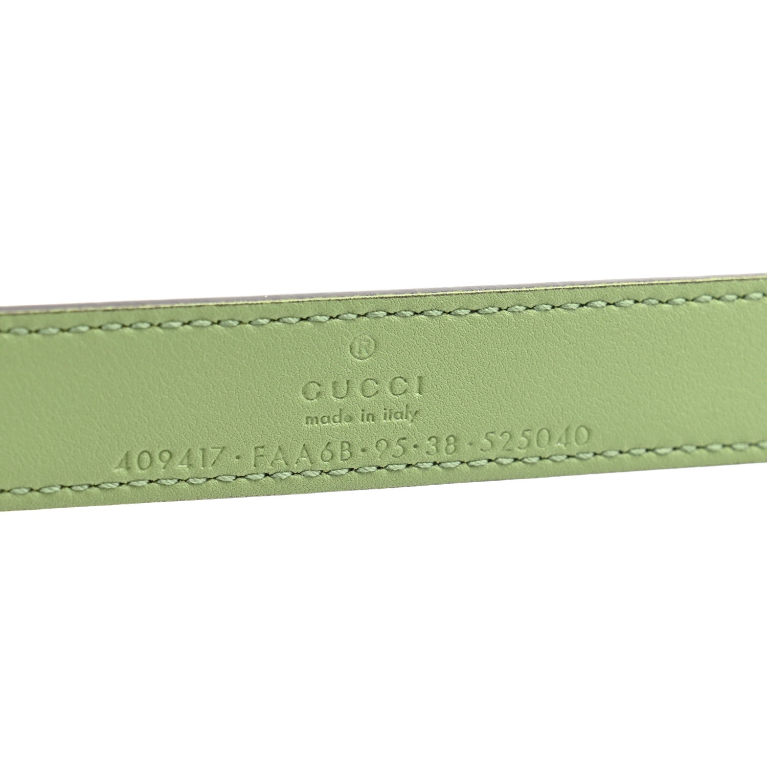 Gucci GG Supreme Monogram Plutone Calfskin Enamel Double G 40mm Belt 95 38 Beige Ebony Mystic White Salamander Green 5 of 5