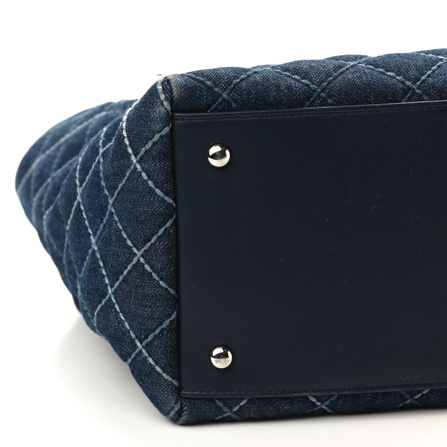 Chanel Denim Quilted Medium Coco Handle Shopping Tote Blue 9 of 13