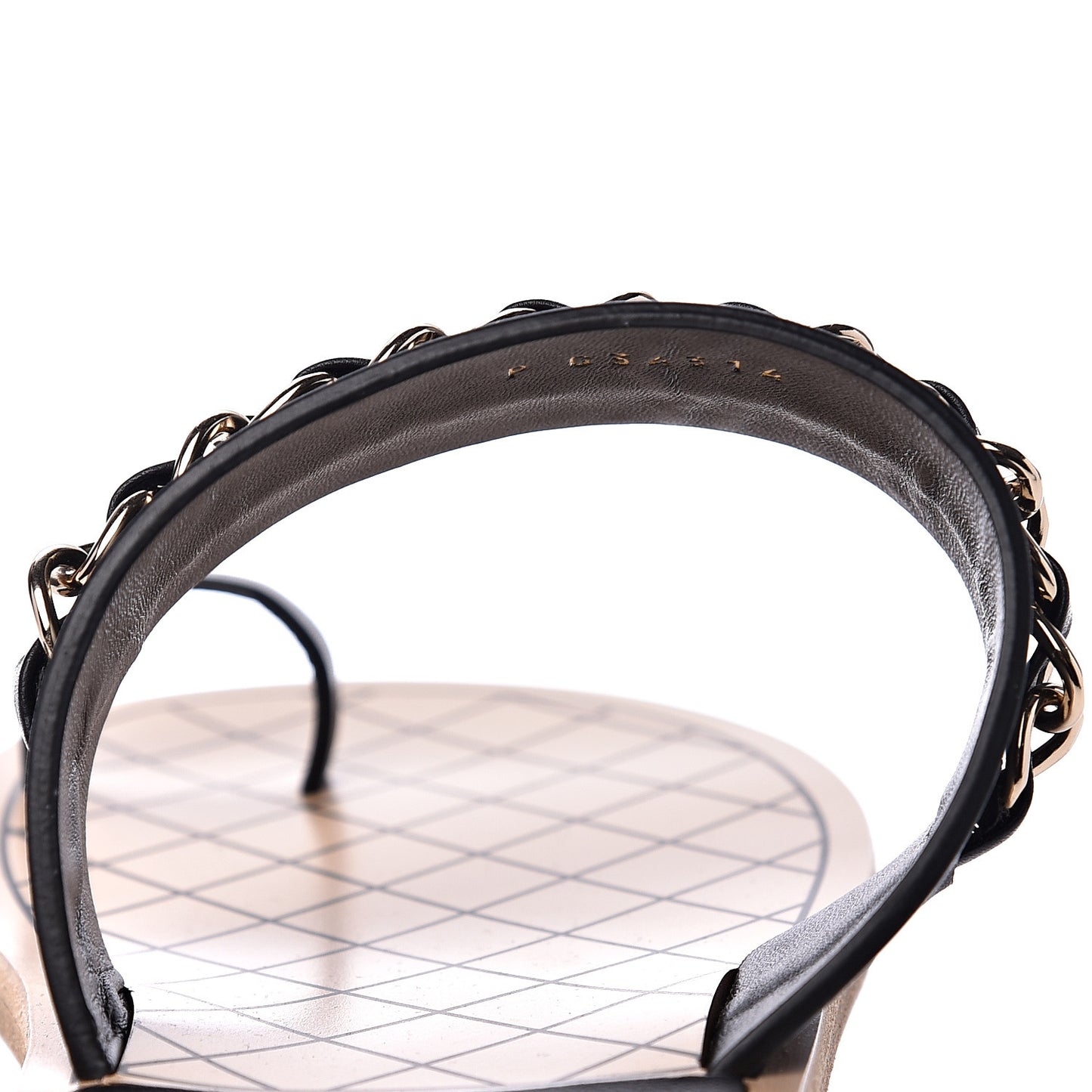 Calfskin Chain CC Logo Toe Ring Sandals 39 Black